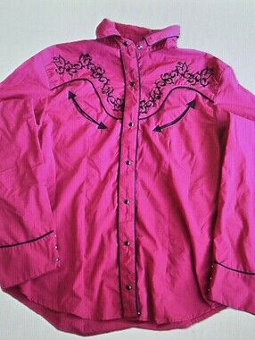 Women's Hot Pink Western-Style Embroidered Shirt